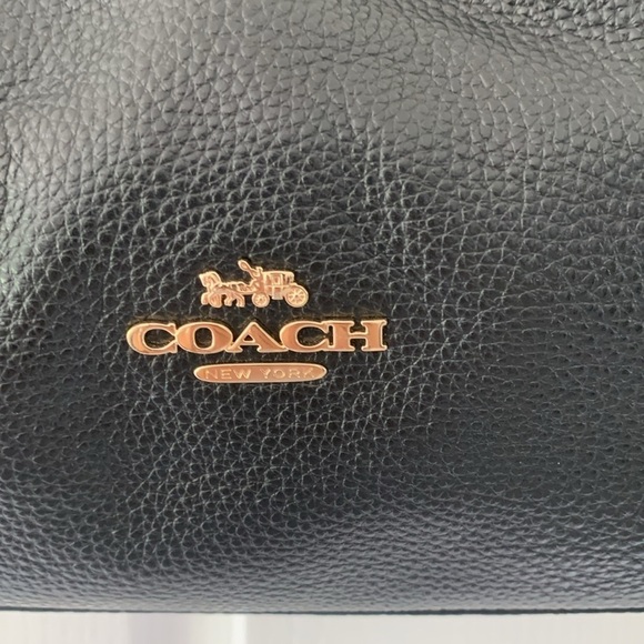 NWOT COACH Maya Leather Shoulder Bag black gold hardware logo pebble - Picture 5 of 16